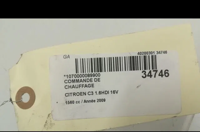 Commande de chauffage Citroen C3 I (FC_, FN_) 1.6 16v hdi (2005) occasion