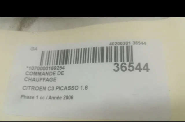 Commande de chauffage Citroen C3 PICASSO (SH_) 1.6 hdi (2009) 5 portes occasion