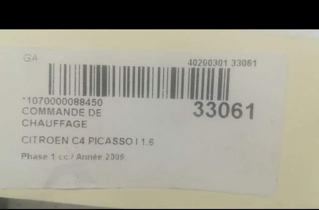 Commande de chauffage Citroen C4 PICASSO I Monospace (UD_) 1.6 hdi (2007-2013) 5 portes occasion