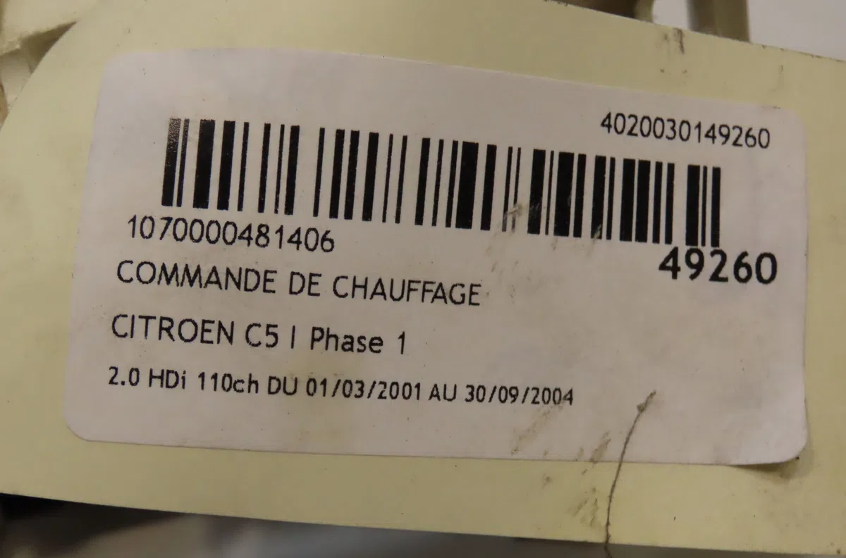 Commande de chauffage CITROEN C5 I 2002 occasion