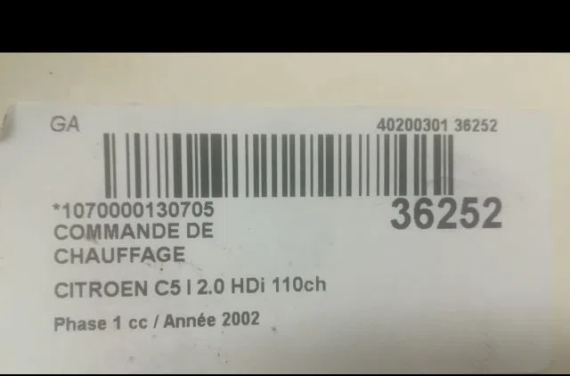 Commande de chauffage CITROEN C5 I 2002 occasion