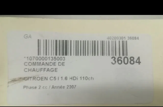 Commande de chauffage Citroen C5 II Break (RE_) 1.6 hdi (re9hzc, re9hyb) (2004-2008) occasion