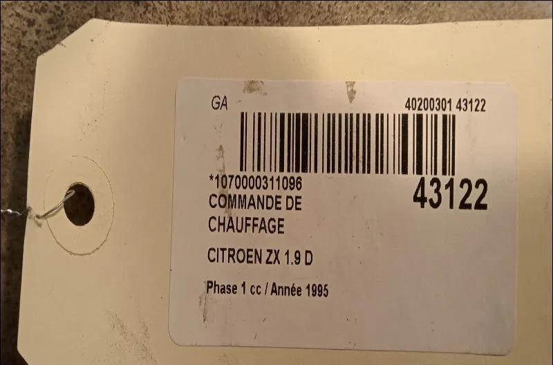 Commande de chauffage Citroen ZX (N2) 1.9 d (1993-1997) occasion