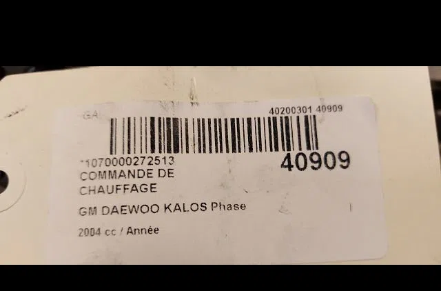 Commande de chauffage Daewoo KALOS (KLAS) 1.2 (2003) occasion