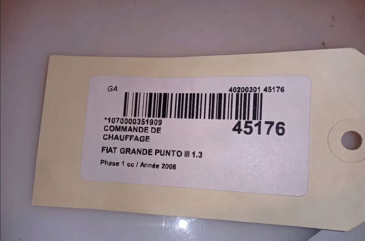 Commande de chauffage Fiat GRANDE PUNTO (199_) 1.3 d multijet (199.axd11, 199.axd1a, 199.axd1b,... (2005-2010) 5 portes 