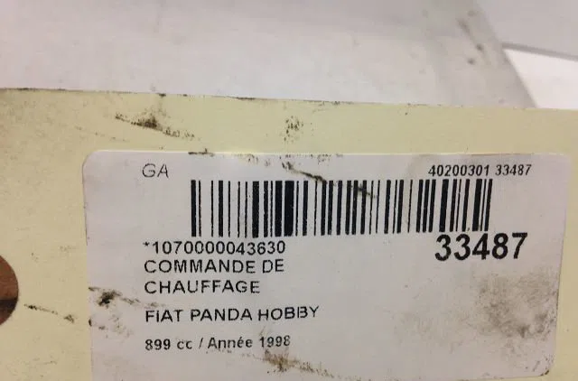 Commande de chauffage FIAT PANDA I 1998 occasion