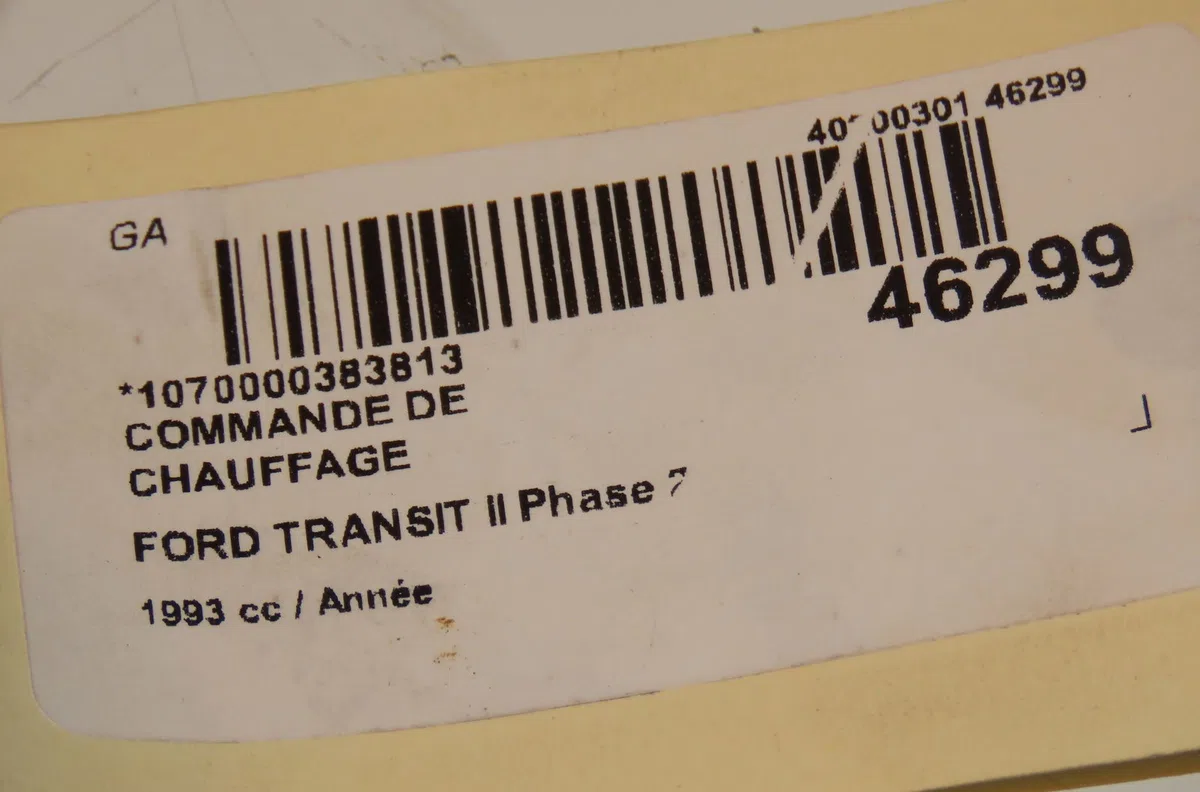 Commande de chauffage Ford TRANSIT Camion plate-forme-Châssis (E_ _) 2.5 td (eme-l-s, ene-l-s) (1994-2000) occasion