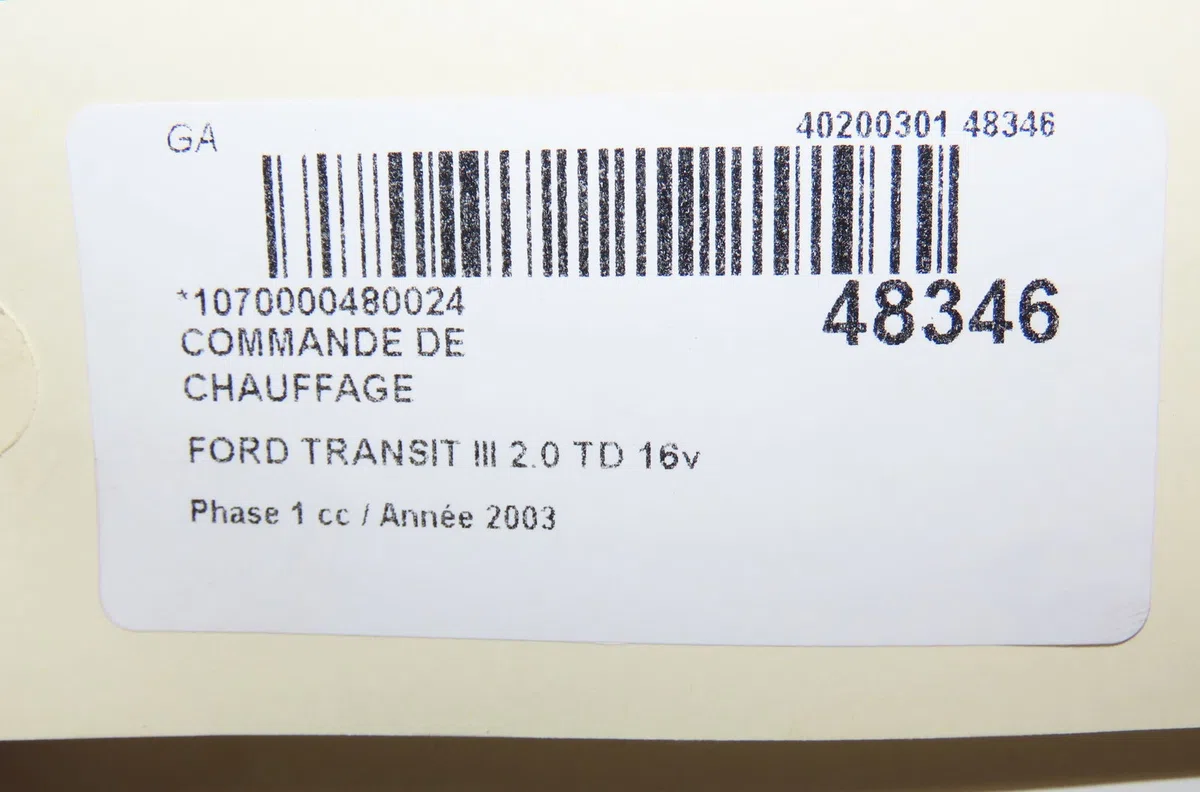 Commande de chauffage Ford TRANSIT Camionnette (FA_ _) 2.0 di (fae_, faf_, fag_) (2000-2006) occasion