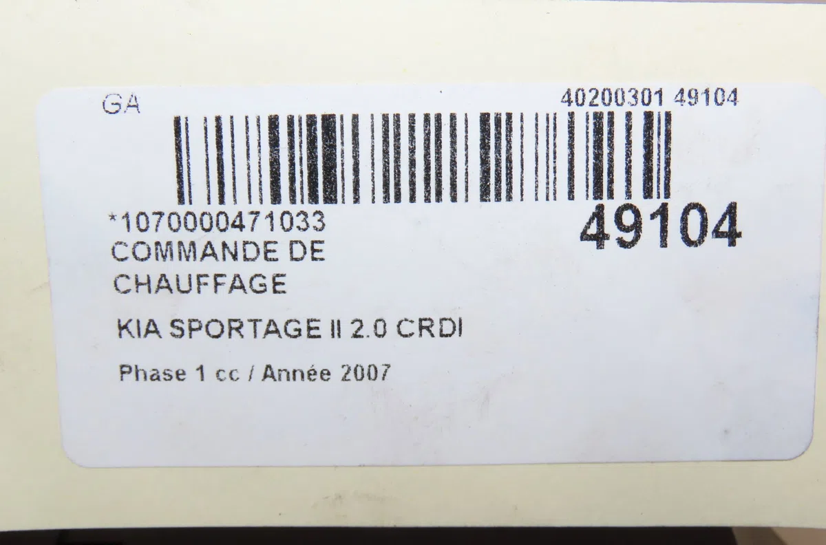 Commande de chauffage Kia SPORTAGE II (JE_, KM) 2.0 crdi (2006-2010) occasion
