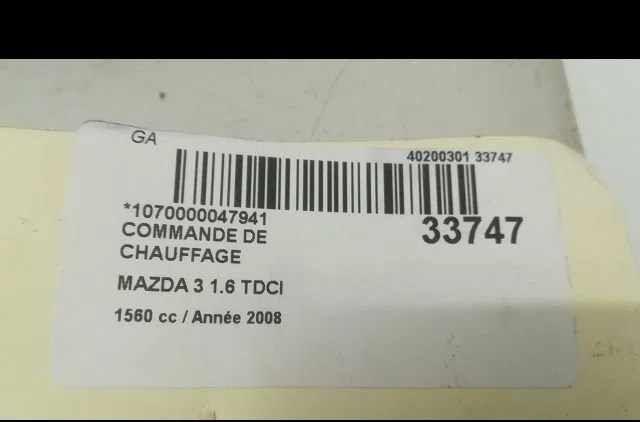 Commande de chauffage Mazda 3 (BK) 1.6 di turbo (2004-2009) occasion