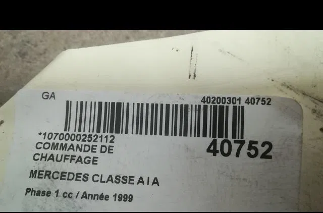 Commande de chauffage Mercedes-benz CLASSE A (W168) A 170 cdi (168.008) (1998-2001) occasion