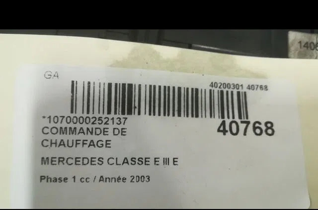 Commande de chauffage Mercedes-benz CLASSE E (W211) E 320 cdi (211.026) (2002-2008) occasion