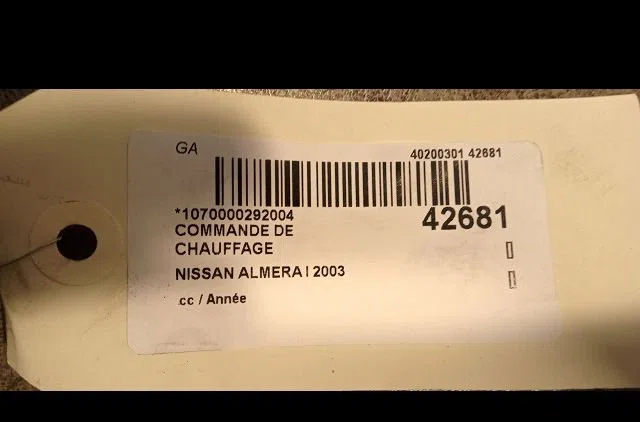 Commande de chauffage Nissan ALMERA II Hatchback (N16) 2.2 di (2000-2003) occasion