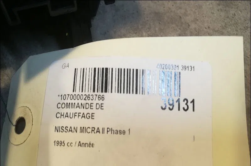 Commande de chauffage Nissan MICRA II (K11) 1.3 i 16v (1992-2000) occasion