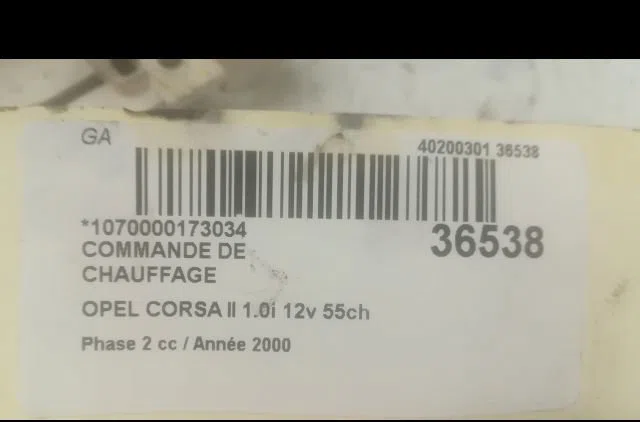 Commande de chauffage Opel CORSA B (S93) 1.0 i 12v (f08, f68, m68) (1996-2000) occasion