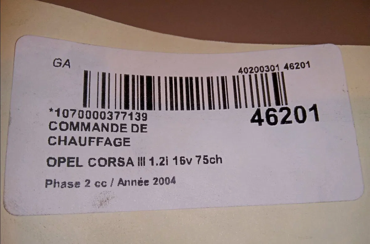 Commande de chauffage Opel CORSA C (X01) 1.2 (f08, f68) (2000-2009) occasion