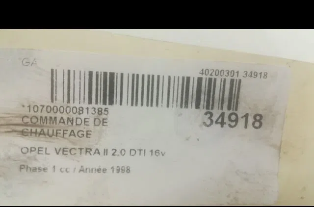 Commande de chauffage Opel VECTRA B (J96) 2.0 dti 16v (f19) (1997-2002) occasion