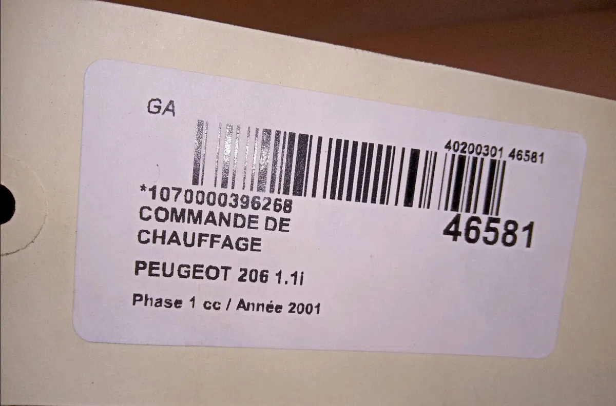 Commande de chauffage Peugeot 206 3-5 portes (2A-C) 1.1 i (1998-2007) occasion