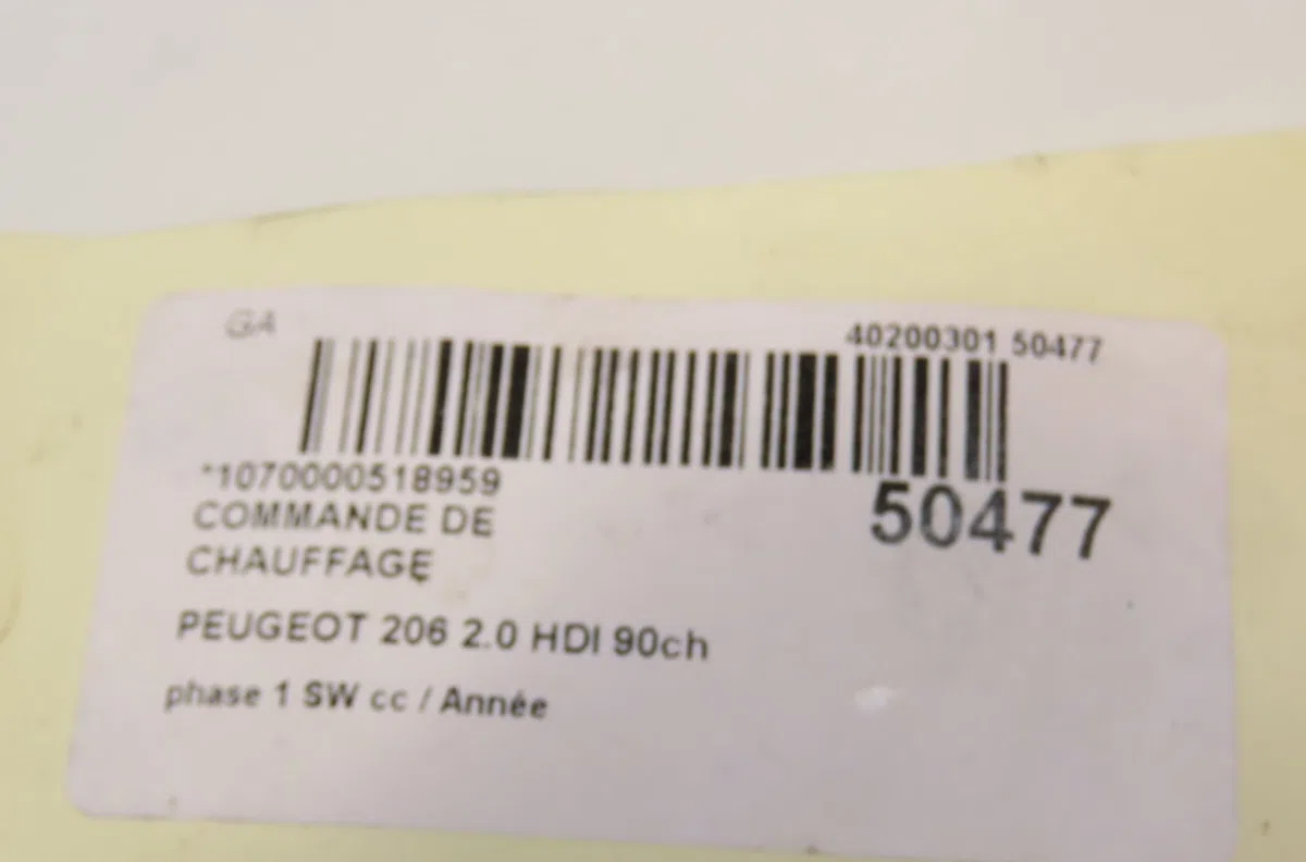 Commande de chauffage Peugeot 206 SW (2E-K) 2.0 hdi (2002-2007) occasion
