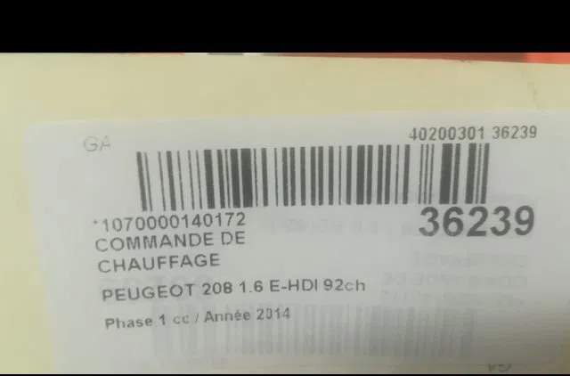 Commande de chauffage Peugeot 208 I (CA_, CC_) 1.6 hdi (2012) 5 portes occasion