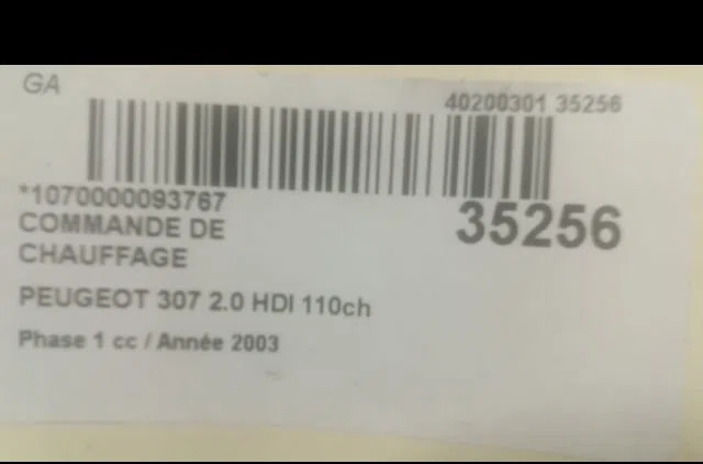 Commande de chauffage Peugeot 307 (3A-C) 2.0 hdi 110 (2000-2007) occasion