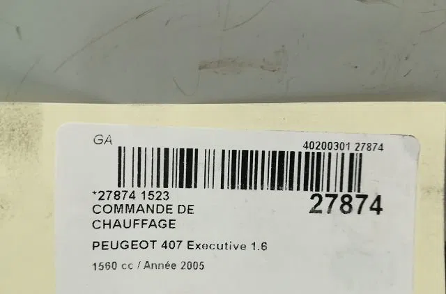 Commande de chauffage PEUGEOT 407 2005 occasion