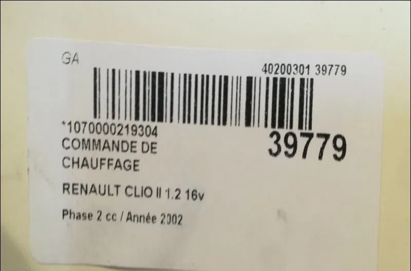 Commande de chauffage Renault CLIO II (BB_, CB_) 1.2 16v (bb05, bb0w, bb11, bb27, bb2t, bb2u, bb2v, cb05,... (2001-2016)
