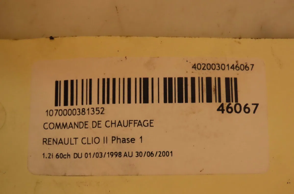 Commande de chauffage Renault CLIO II (BB_, CB_) 1.2 (bb0a, bb0f, bb10, bb1k, bb28, bb2d, bb2h, cb0a,... (1998-2010) 5 p