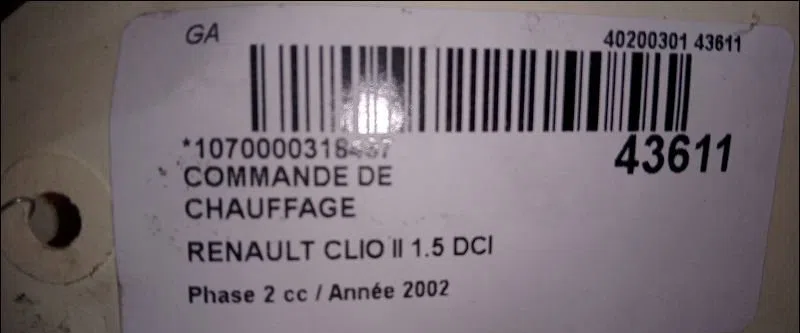 Commande de chauffage Renault CLIO II (BB_, CB_) 1.5 dci (b-cb07) (2001-2009) 3 portes occasion