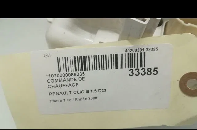 Commande de chauffage RENAULT CLIO III 2008 occasion