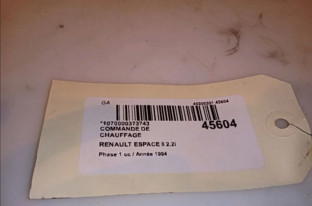 Commande de chauffage Renault ESPACE II (J-S63_) 2.2 (j-s637, j63g) (1991-1996) occasion