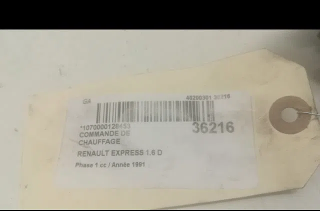 Commande de chauffage Renault EXPRESS Camionnette-Monospace (F40_, G40_) 1.6 d (f404) (1986-1998) occasion