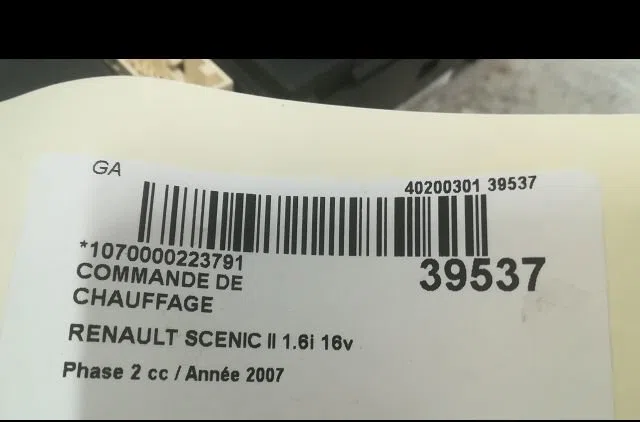 Commande de chauffage Renault GRAND SCÉNIC II (JM0-1_) 1.6 (2004-2006) occasion