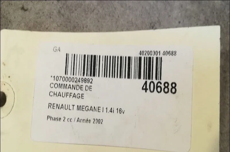 Commande de chauffage Renault MEGANE I (BA0-1_) 1.4 16v (ba0d, ba1h, ba0w, ba10) (1999-2003) occasion
