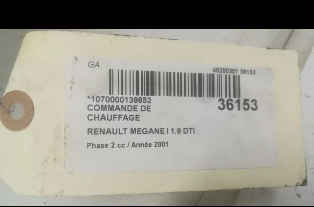 Commande de chauffage Renault MEGANE I (BA0-1_) 1.9 dti (ba1u) (2001-2003) occasion