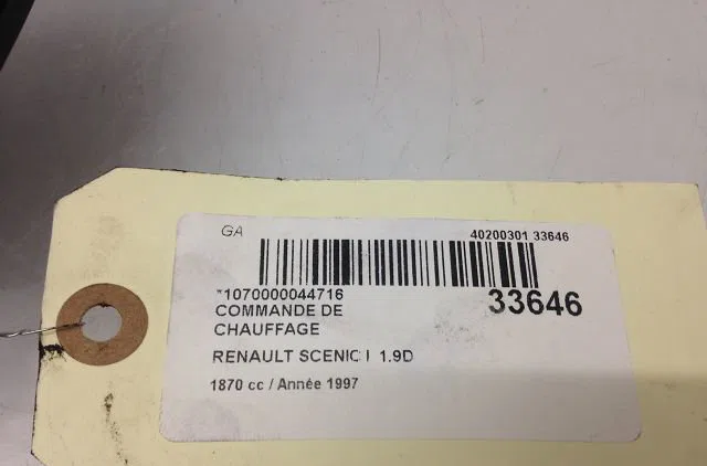 Commande de chauffage RENAULT SCENIC I 1997 occasion