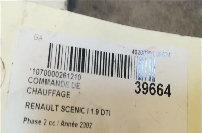 Commande de chauffage Renault SCÉNIC I Monospace (JA0-1_, FA0_) 1.9 dti (ja1u) (2001-2003) occasion