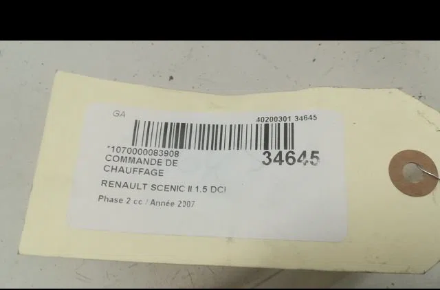 Commande de chauffage RENAULT SCENIC II 2007 occasion