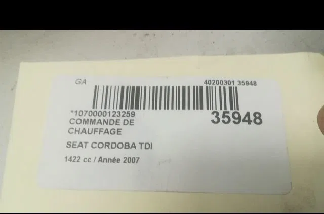 Commande de chauffage Seat CORDOBA (6L2) 1.4 tdi (2002-2005) occasion