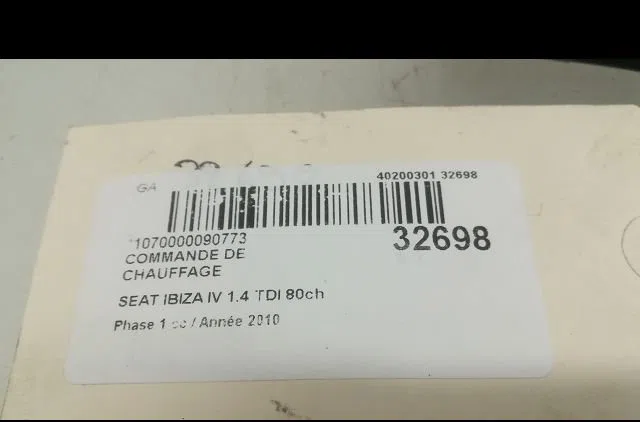 Commande de chauffage Seat IBIZA IV SC (6J1, 6P5) 1.4 tdi (2008-2010) occasion