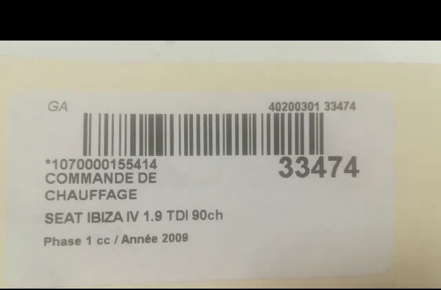 Commande de chauffage Seat IBIZA IV SC (6J1, 6P5) 1.9 tdi (2008-2010) occasion