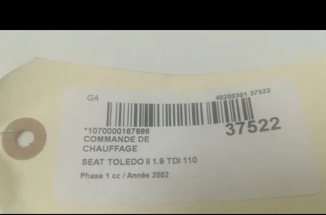Commande de chauffage Seat TOLEDO II (1M2) 1.9 tdi (1999-2004) occasion