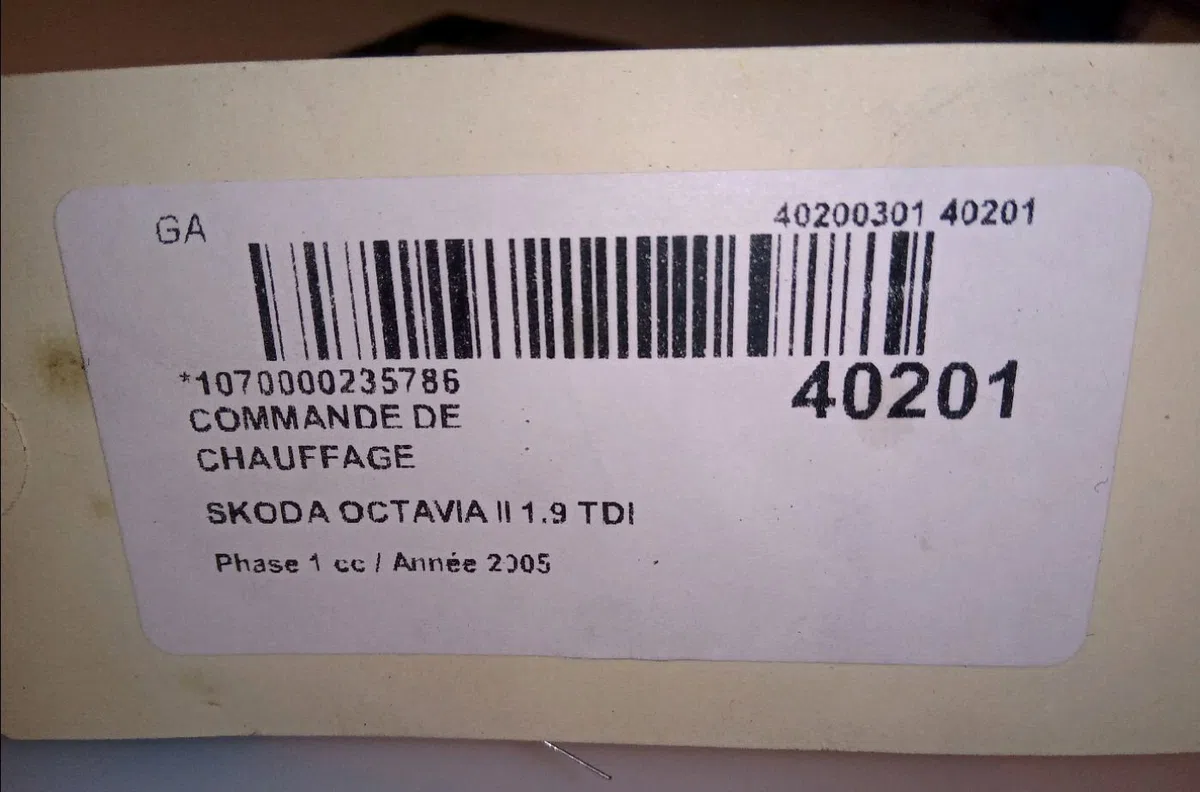 Commande de chauffage Skoda OCTAVIA II (1Z3) 1.9 tdi (2004-2010) occasion