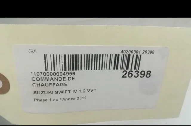 Commande de chauffage SUZUKI SWIFT IV 2011 occasion