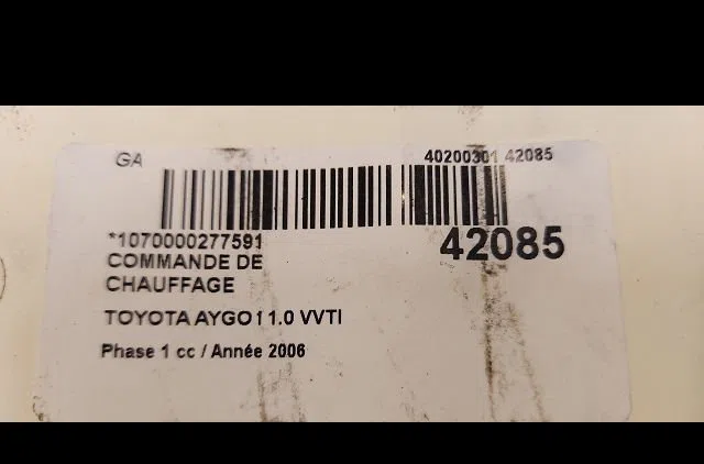 Commande de chauffage Toyota AYGO (_B1_) 1.0 (kgb10_) (2005-2014) 5 portes occasion