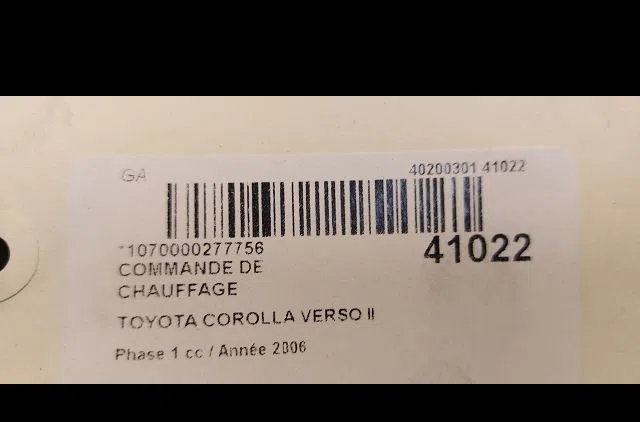 Commande de chauffage Toyota COROLLA Verso (ZER_, ZZE12_, R1_) 2.2 d-4d (aur10_) (2005-2009) 5 portes occasion