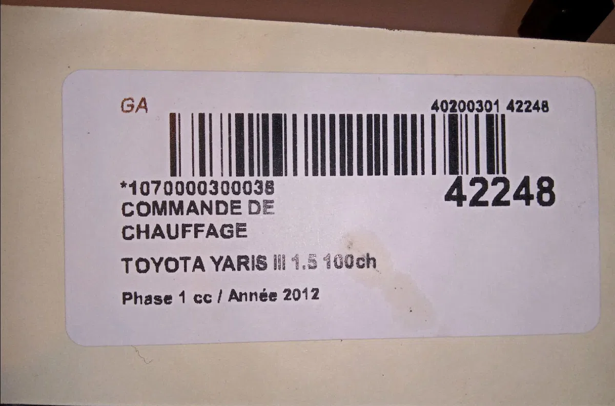 Commande de chauffage Toyota YARIS (_P13_) 1.5 hybrid (nhp130_) (2012) occasion