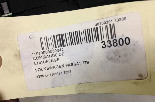 Commande de chauffage VOLKSWAGEN PASSAT IV 2003 occasion