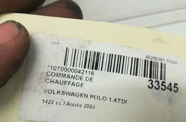 Commande de chauffage Volkswagen POLO (9N_, 9A_) 1.4 tdi (2001-2005) occasion