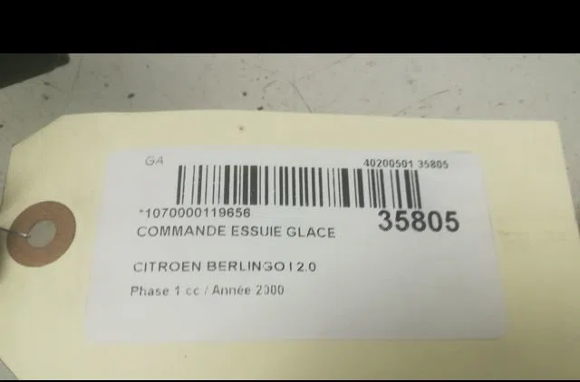Commande essuie glace Citroen BERLINGO - BERLINGO FIRST Monospace (MF_, GJK_, GFK_) 2.0 hdi 90 (mfrhy) (1999-2005) occas